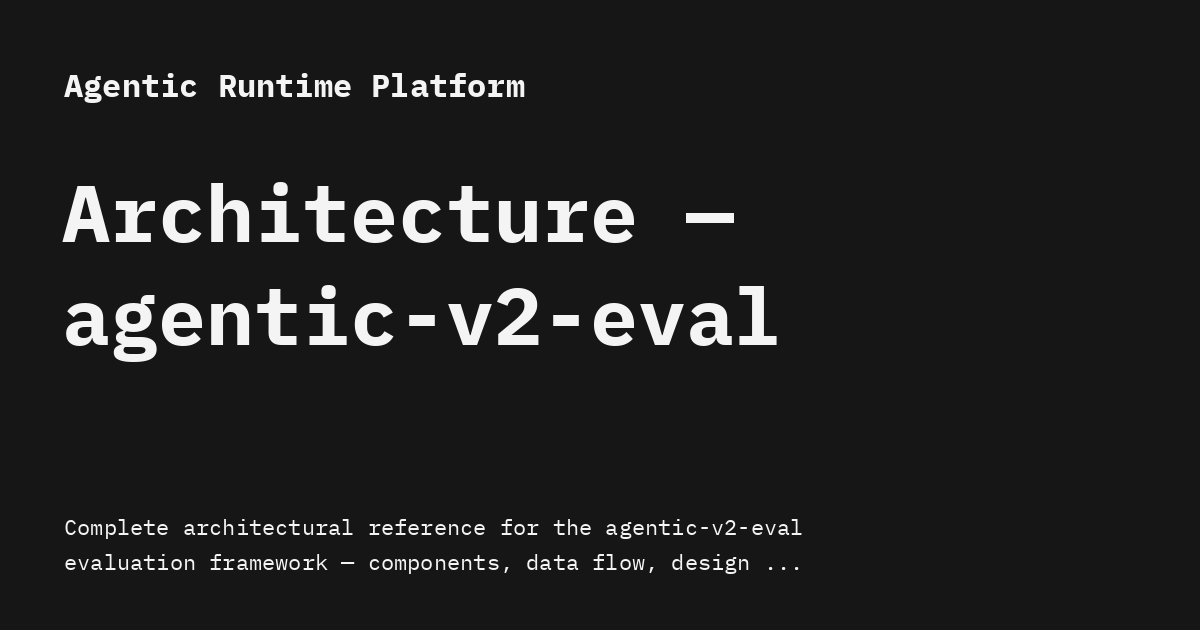 Architecture — agentic-v2-eval - Agentic Runtime Platform